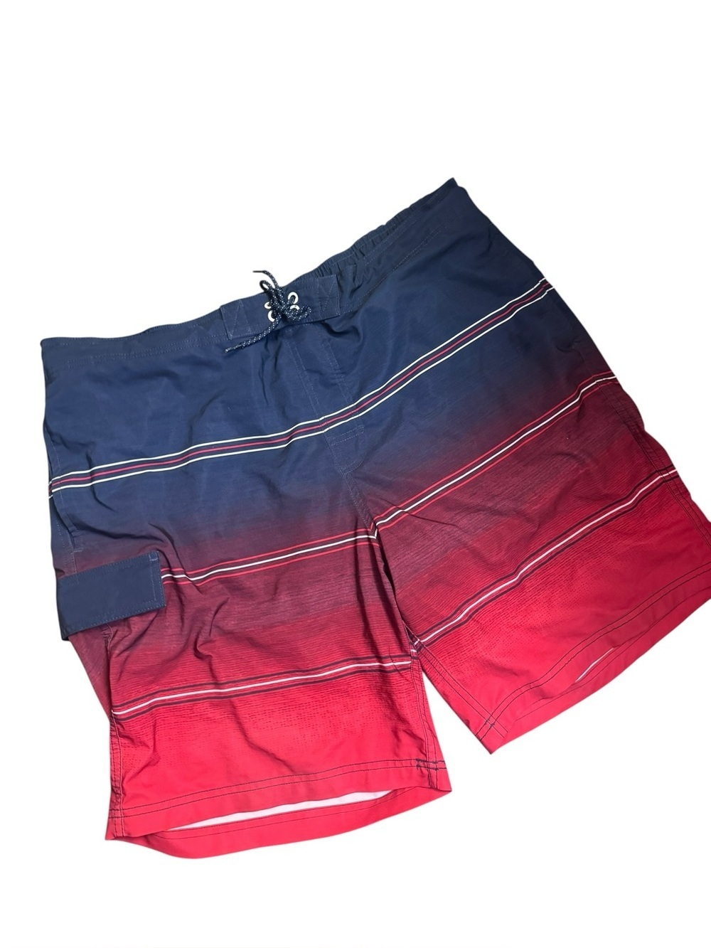 🎉4/20$ GEORGE Striped Men’s Bathing Suit Board Shorts Swimsuit XL Red Blue Whit